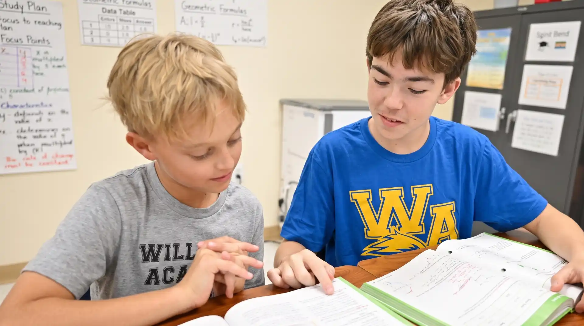 Two boys studying